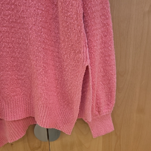 Free People West Coast V Neck Pink Sweater, Comfy Vibes, Statement, M - Picture 2 of 8